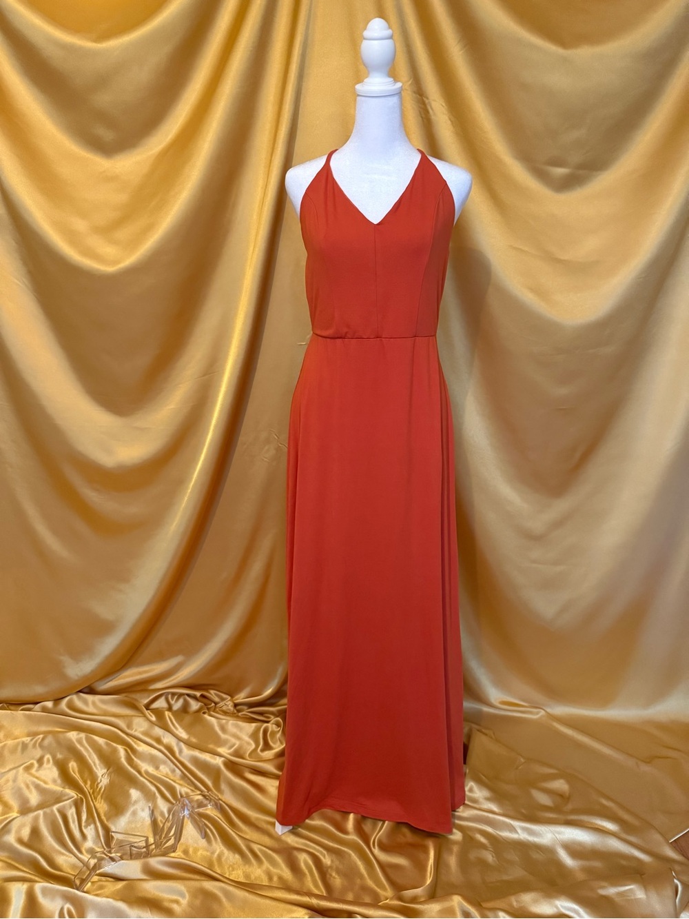 Elegant Rust/Orange Maxi Dress